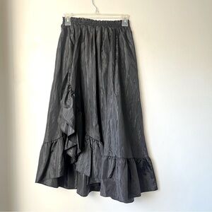 Midi Ruffle Skirt in Charcoal Black Taffeta like material Very cool!